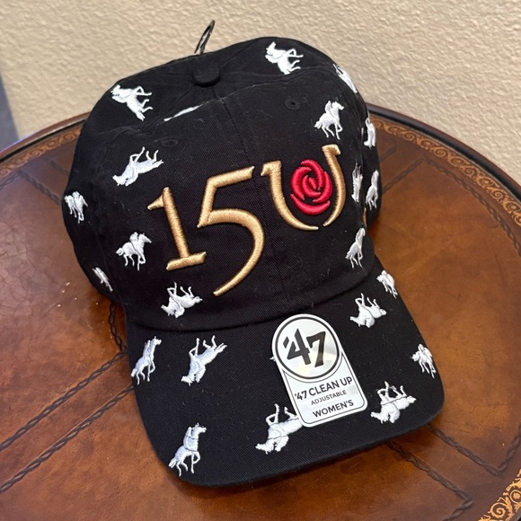NWT~’47 Black White Horse Embroidered Kentucky Derby 150 Confetti Clean Up Cap main image 6